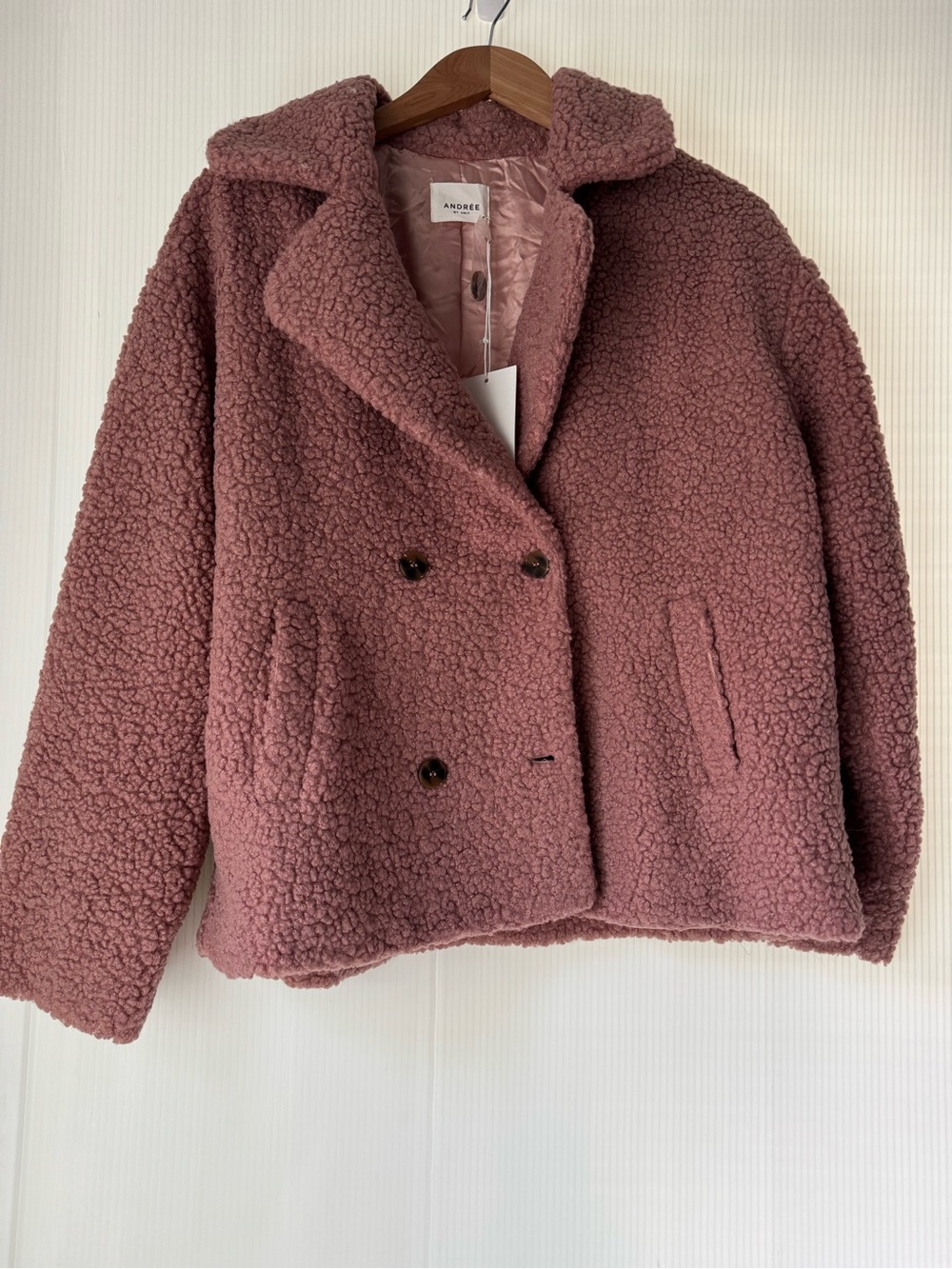 ANDREE BY UNIT Mauve Teddy Double-Breasted Jacket